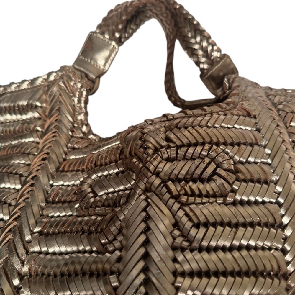 ANYA HINDMARCH Metallic Gold Woven Leather Large Neeson Tote Bag - Picture 8 of 13